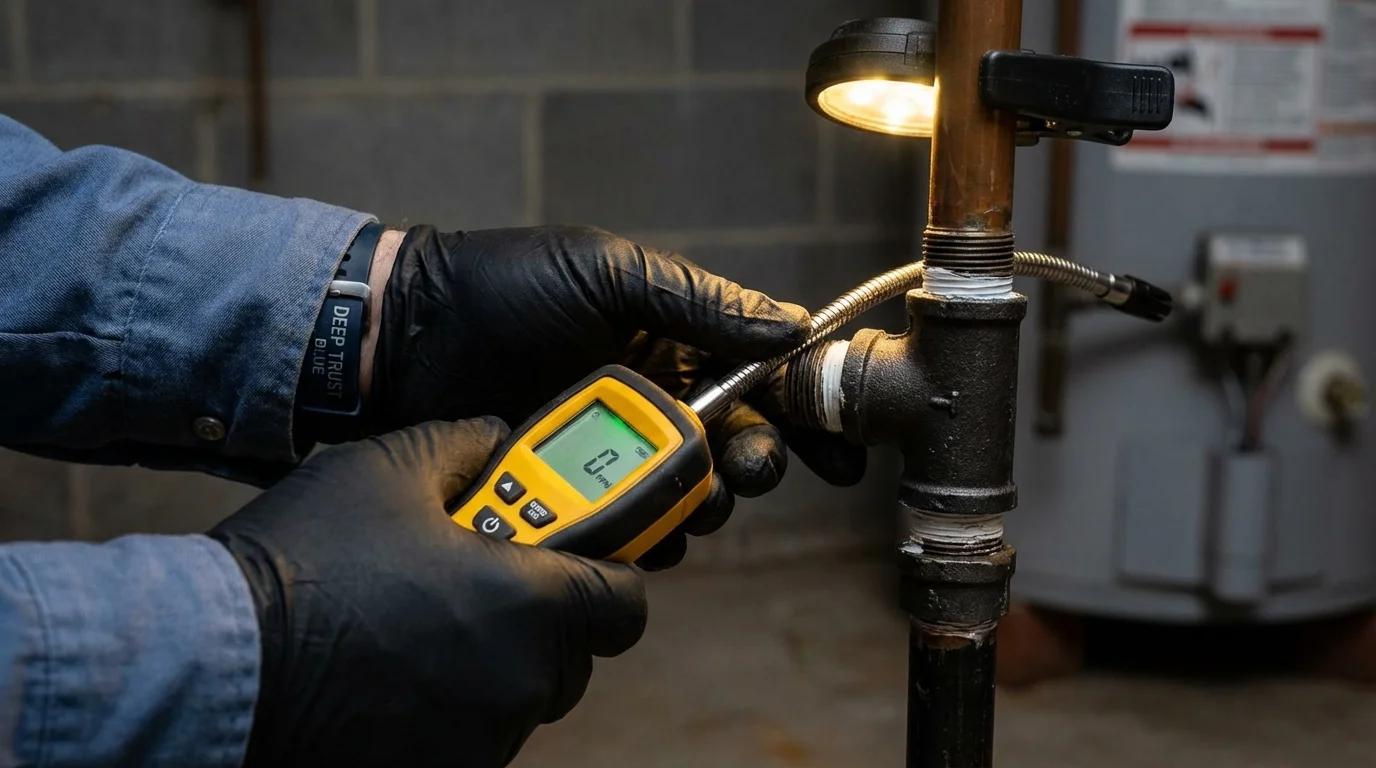Gas leak detection with electronic sniffer by Johns Plumbing LLC in Naranjito